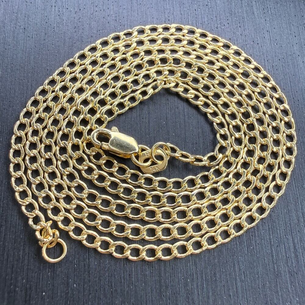 Solid 14k Yellow Italian Gold Cuban Link Chain Necklace 20" Long 2.15mm Wide